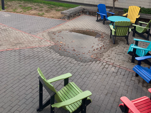 This space always appears empty. I've never seen anyone sitting here. I think it's because it looks uninviting. I think they should add more greenery to provide shade and a calming environment. It would also be so nice to have a fireplace, but I don't think that will ever happen.<div class='container'><iframe class='responsive-iframe' src='https://www.youtube.com/embed/tgbNymZ7vqY'></iframe></div>